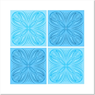 Tile pattern blue Posters and Art